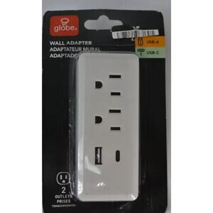 Wall Adaptor by Globe for Outlet Expansion USB Adapter A09